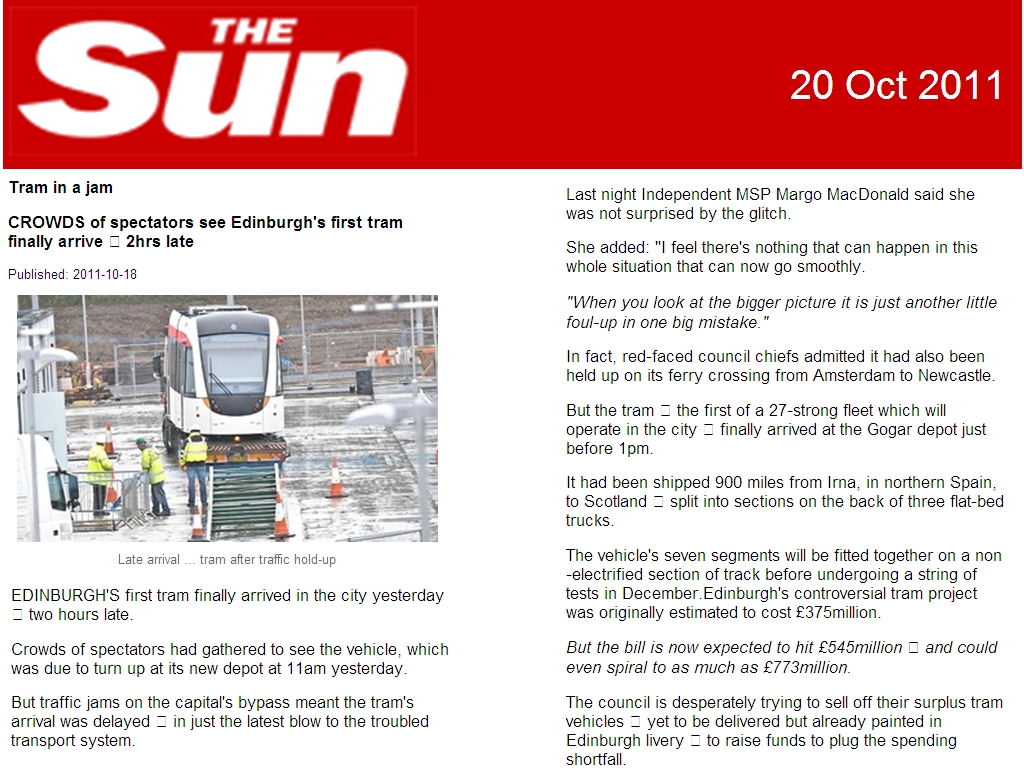 EX-TRA starts delivering Edinburgh's tram
